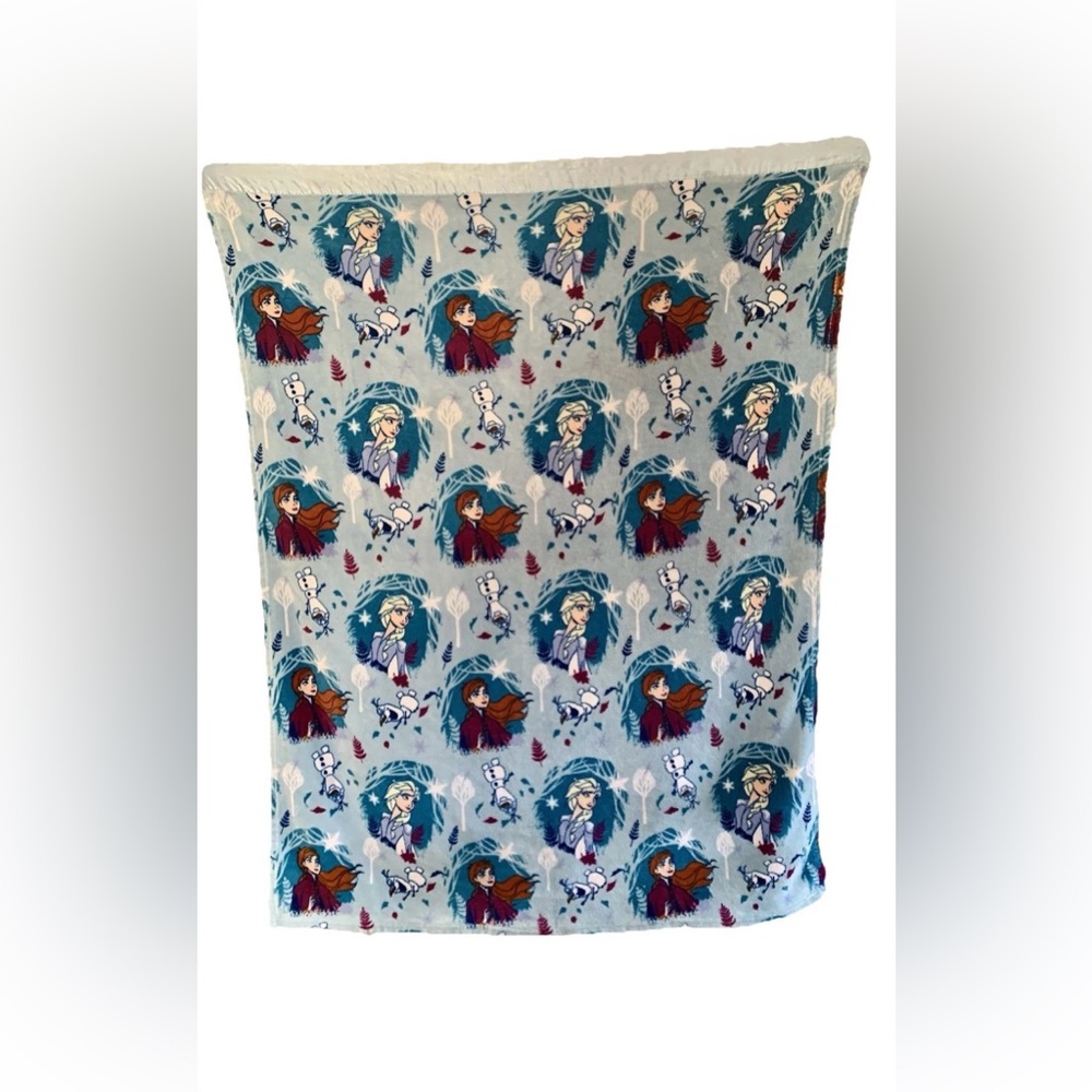 Disney Frozen Toddler Fleece Baby Blanket Satin Trim Lovey Sisters Anna Elsa